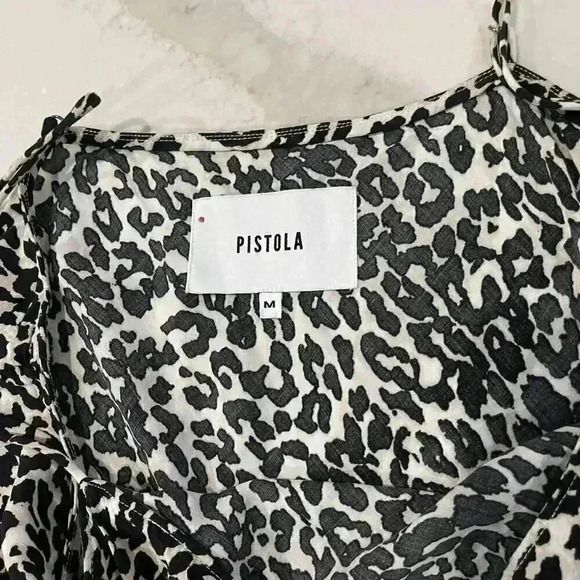 Pistola Mari Leopard Print V Neck Side Split Midi Slip Dress Women’s Size Medium - Picture 5 of 6